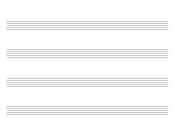 Landscape orientation blank sheet music with 4 very large staves per page