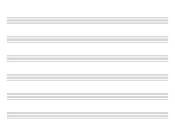 Landscape orientation blank sheet music with 6 medium staves per page