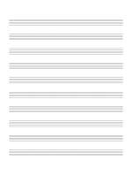 Blank sheet music with 10 medium staves per page
