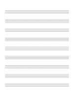 Blank sheet music with 9 medium staves per page