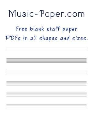 Free music paper in PDF sheets of many sizes and staves per page.